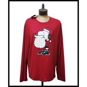 NWT Munki Munki Peanuts Snoopy Santa Graphic Sleep Shirt Red Unisex Men's Medium